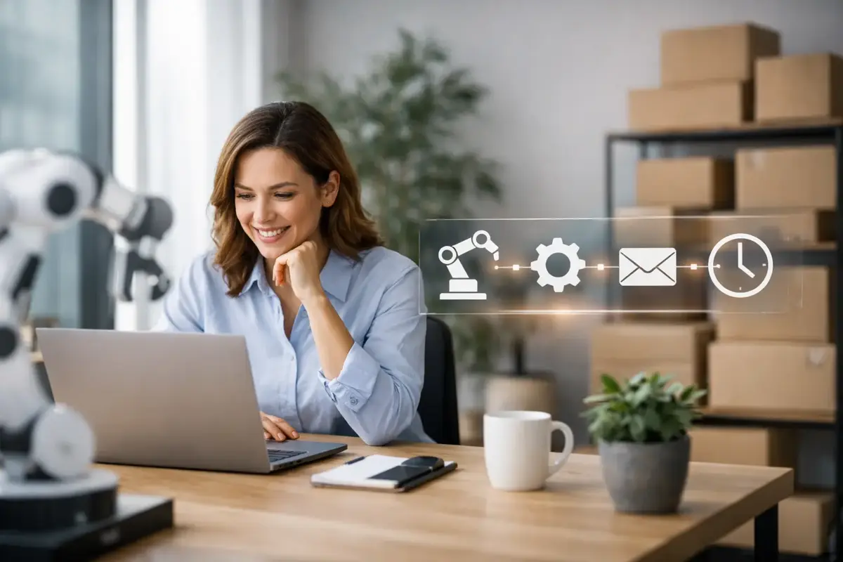 Golden-hour view of a Bay Area workspace with a computer displaying a scheduling interface, symbolizing streamlined business operations and timely customer responses.