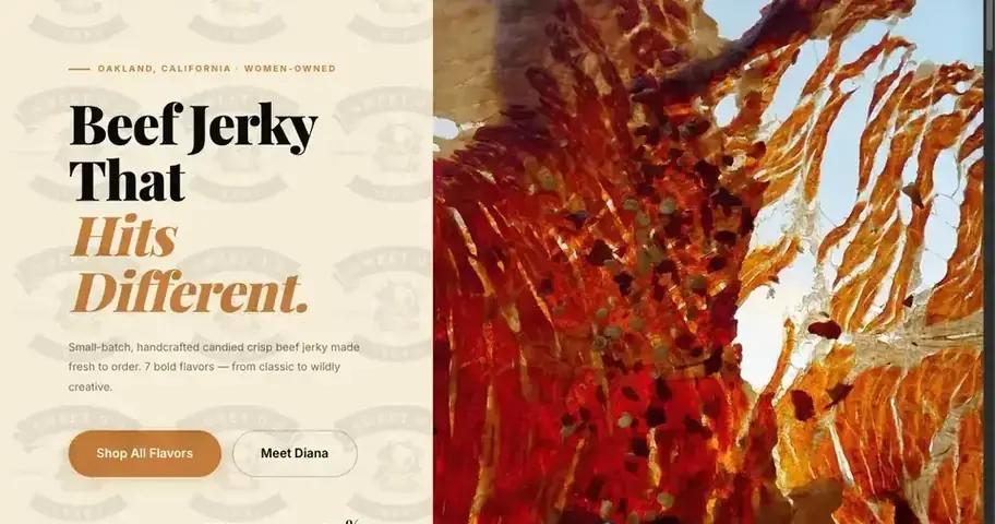 Sweet D's Jerky website hero — Beef Jerky That Hits Different