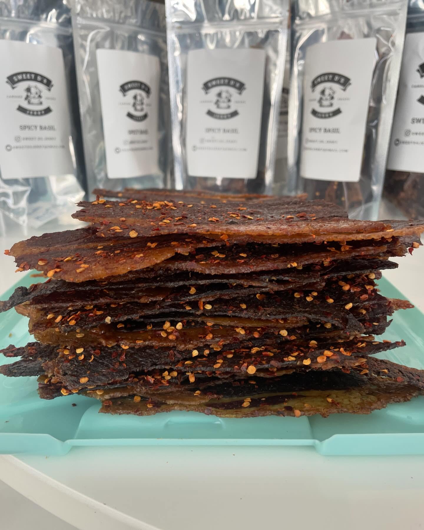 Stacked Sweet D's Spicy Basil Jerky